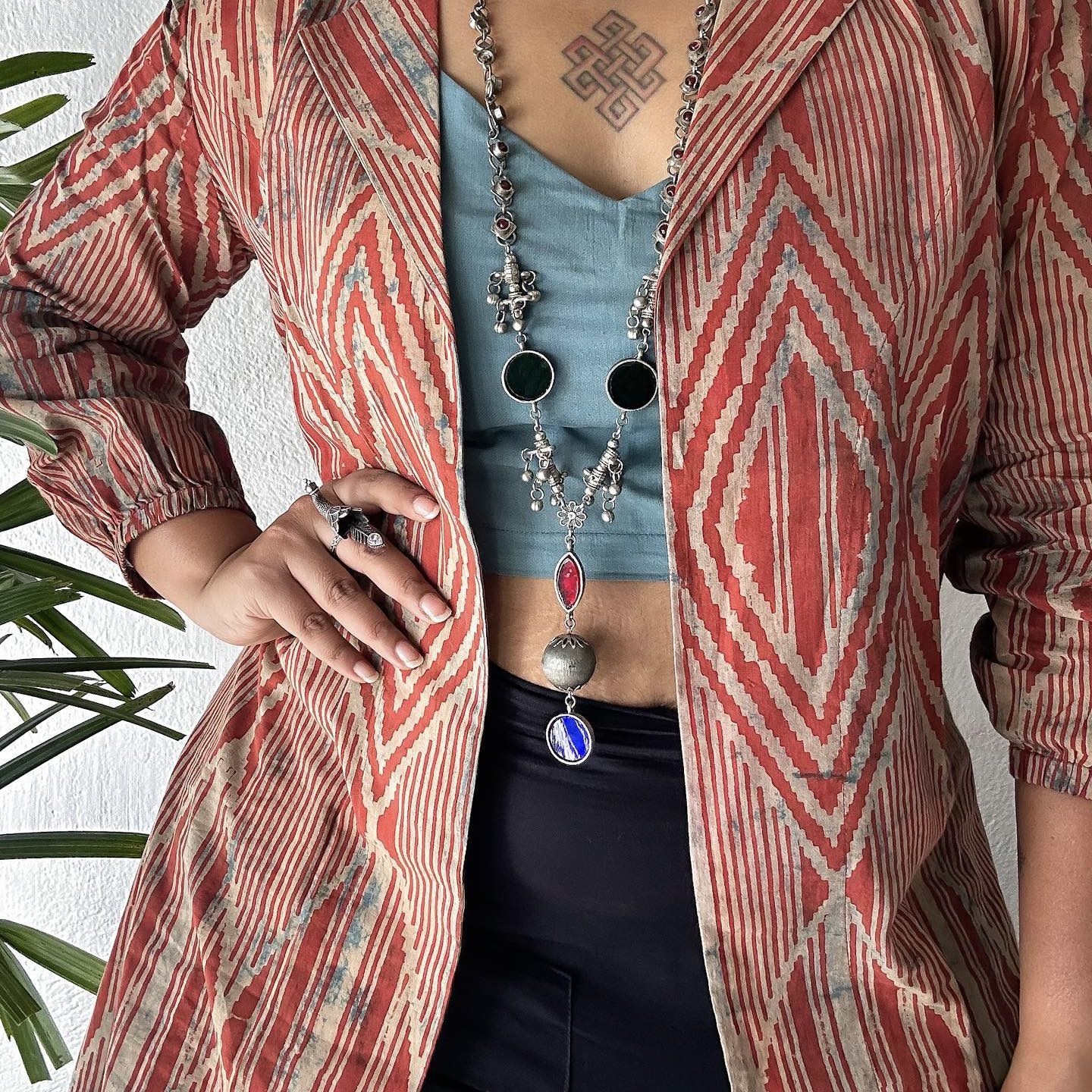 Glass & Ghunghru Chain Necklace