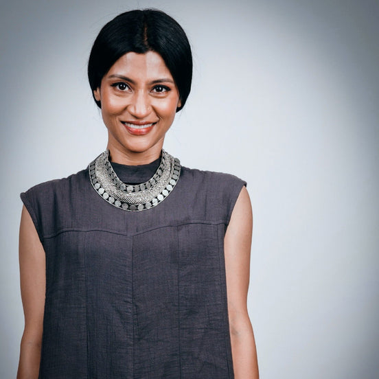 Silver Studded Collar Necklace