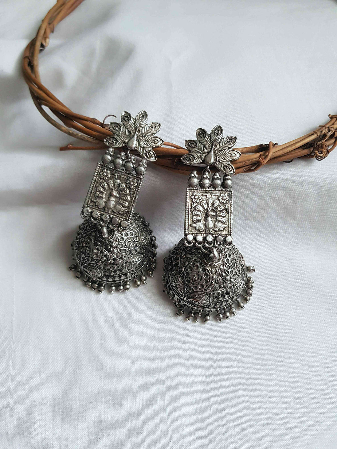 Oversized Peacock Jhumkhas