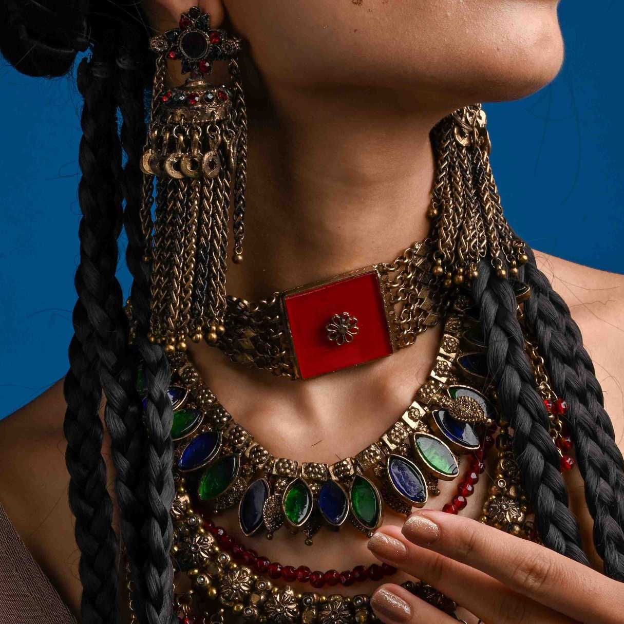 Patta Choker With Glasswork Necklace image 2