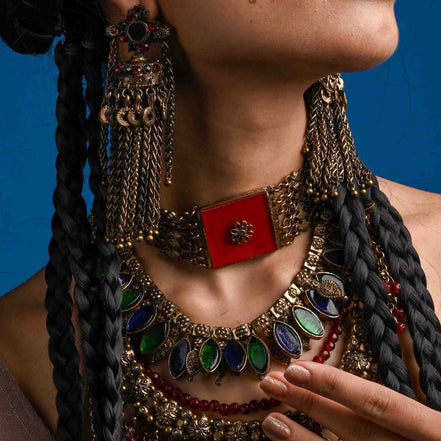 Patta Choker With Glasswork Necklace image 2