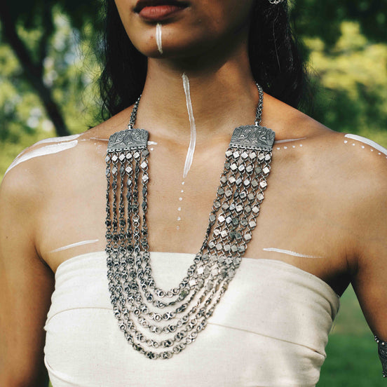 Silver Diamond Layered Necklace