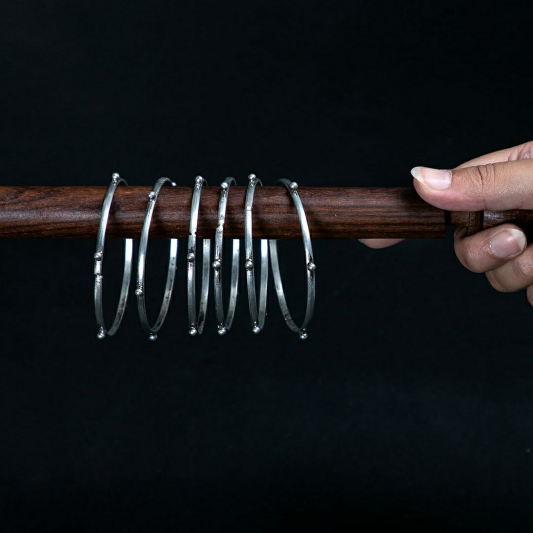 Silver Dot Bangles (Set of 6) image 0