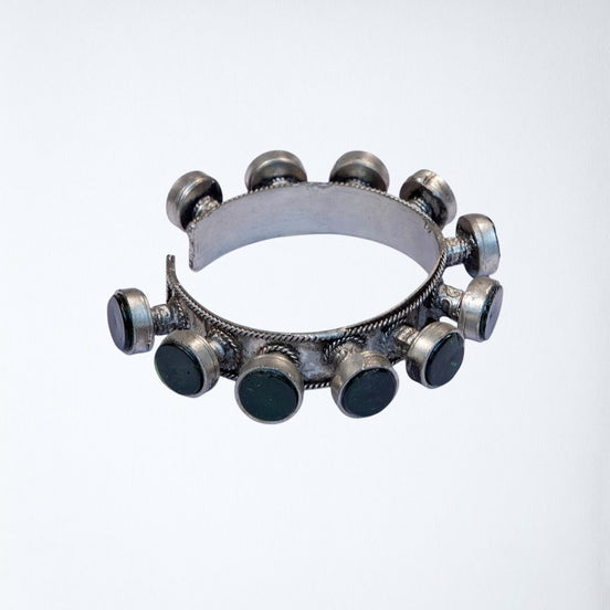 Glass Drop Embossed Cuff Bracelet image 1