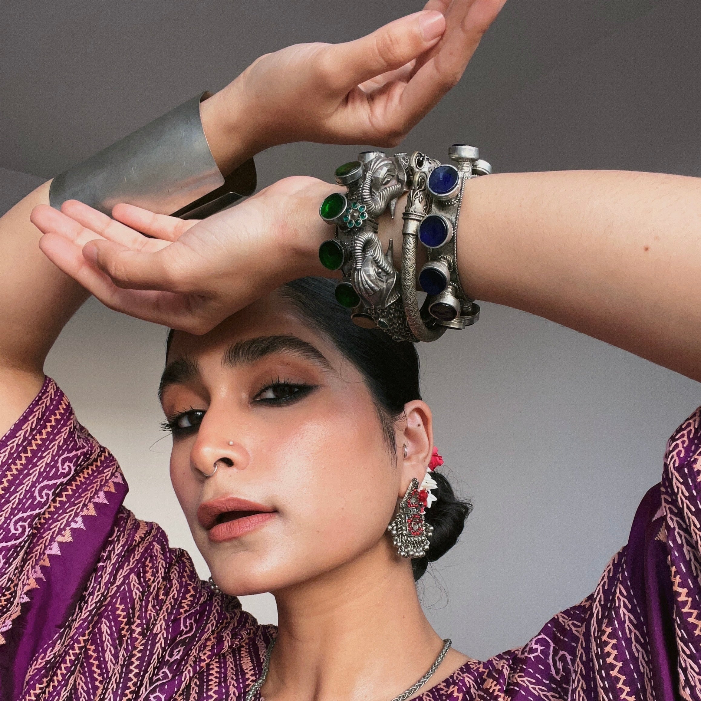 Glass Drop Embossed Cuff Bracelet image 4