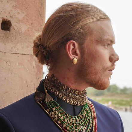 Gold Studded Collar Necklace image 1