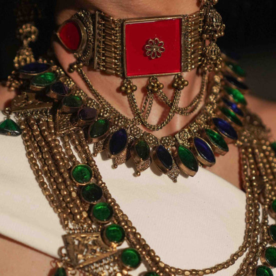 Patta Choker With Glasswork Necklace image 1