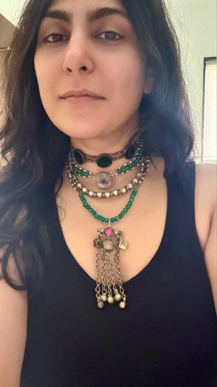 Vintage Button Bead Choker Necklace