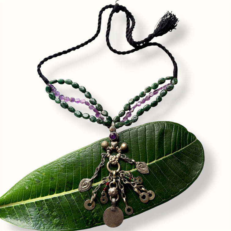 Vintage Kutchi Charms And Bead Necklace