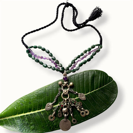 Vintage Kutchi Charms And Bead Necklace