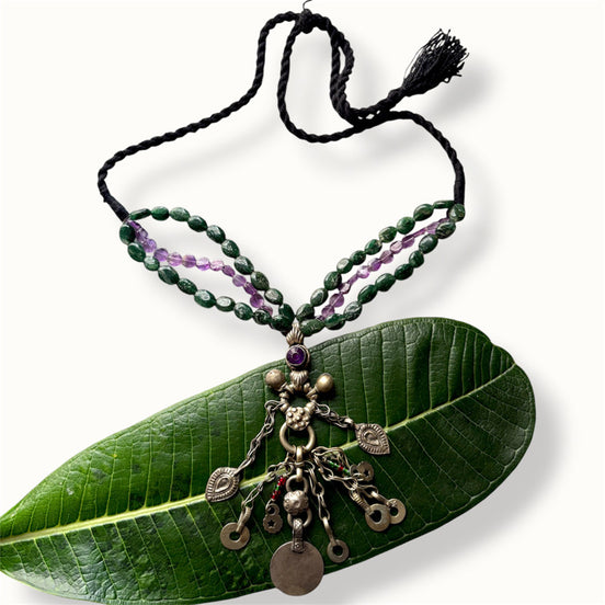 Vintage Kutchi Charms And Bead Necklace
