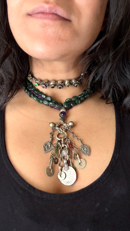 Vintage Kutchi Charms And Bead Necklace