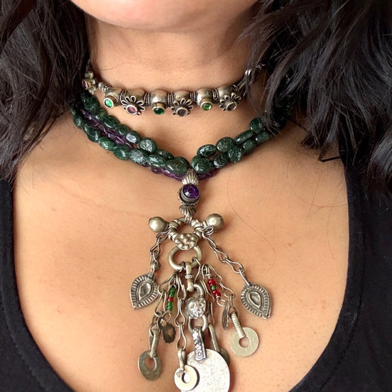 Vintage Kutchi Charms And Bead Necklace