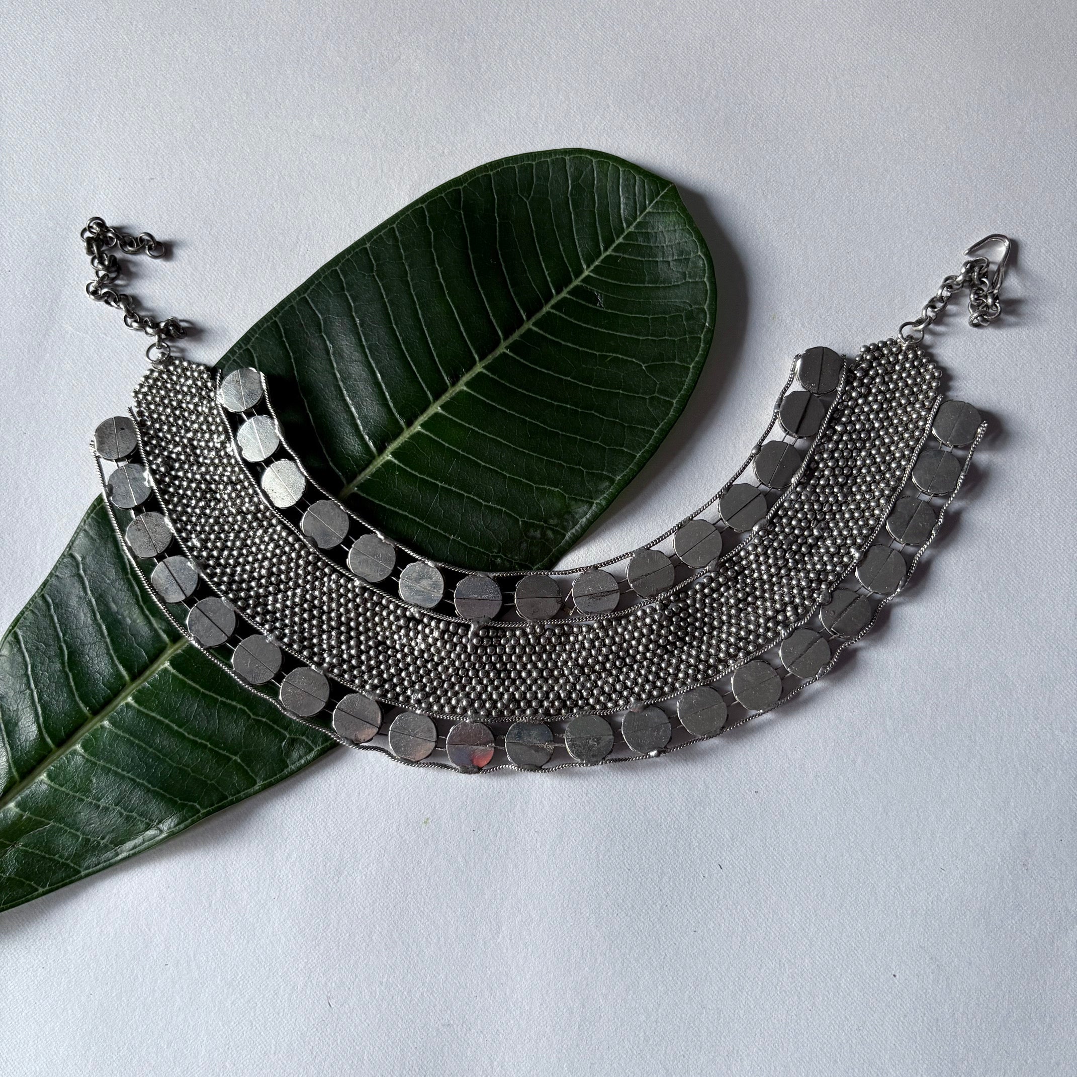Silver Studded Collar Necklace