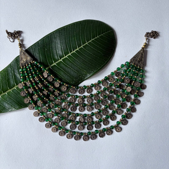 Six Layered Coin Bead Necklace