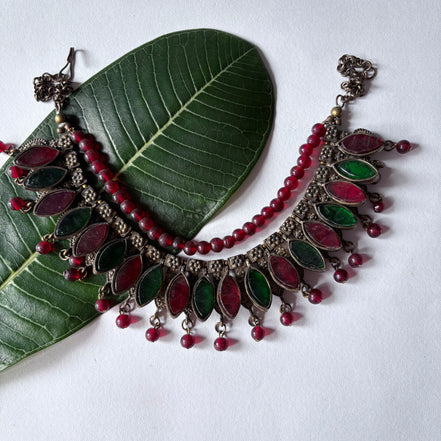 Patta Choker With Glass Bead Necklace