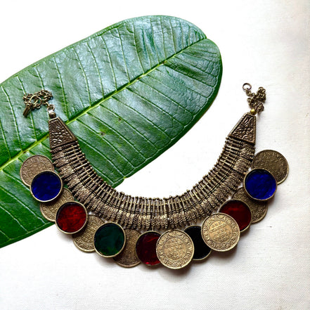 Paisa Choker with Glasswork Necklace