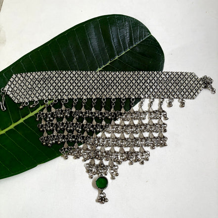 Silver Studded Drop Choker Necklace