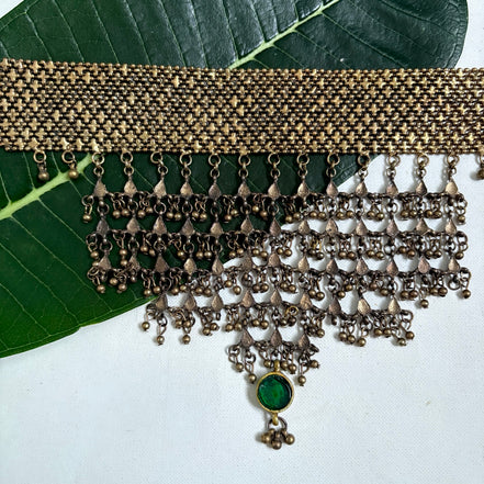 Gold Studded Drop Choker Necklace