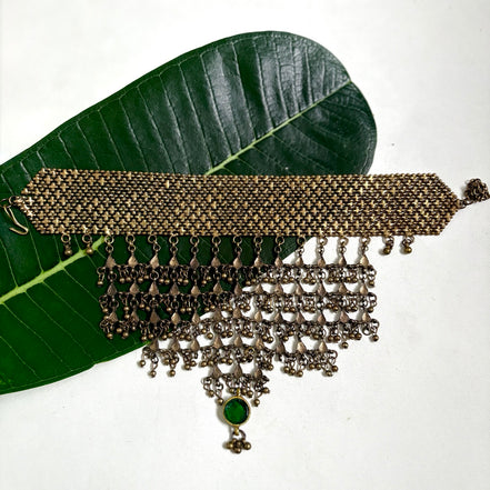Gold Studded Drop Choker Necklace