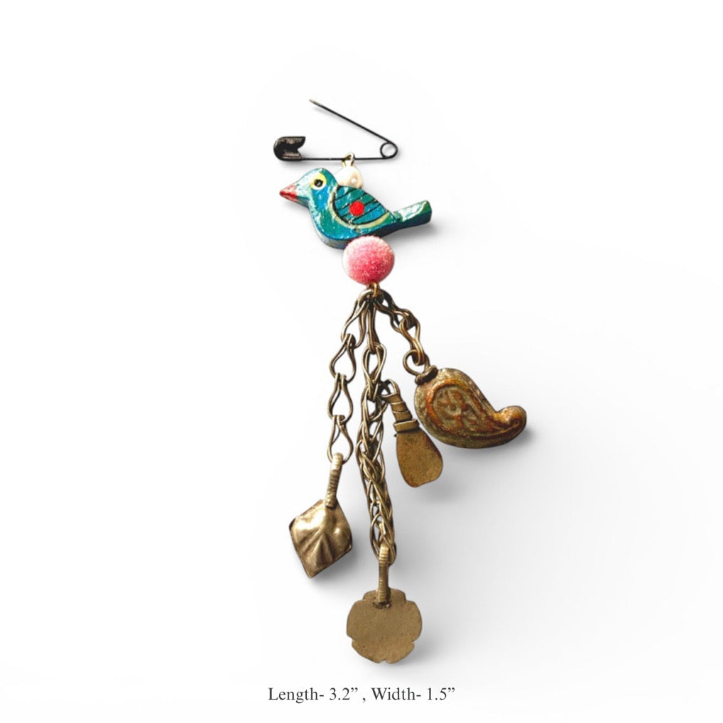 Vintage Charms Safety Pin Brooch