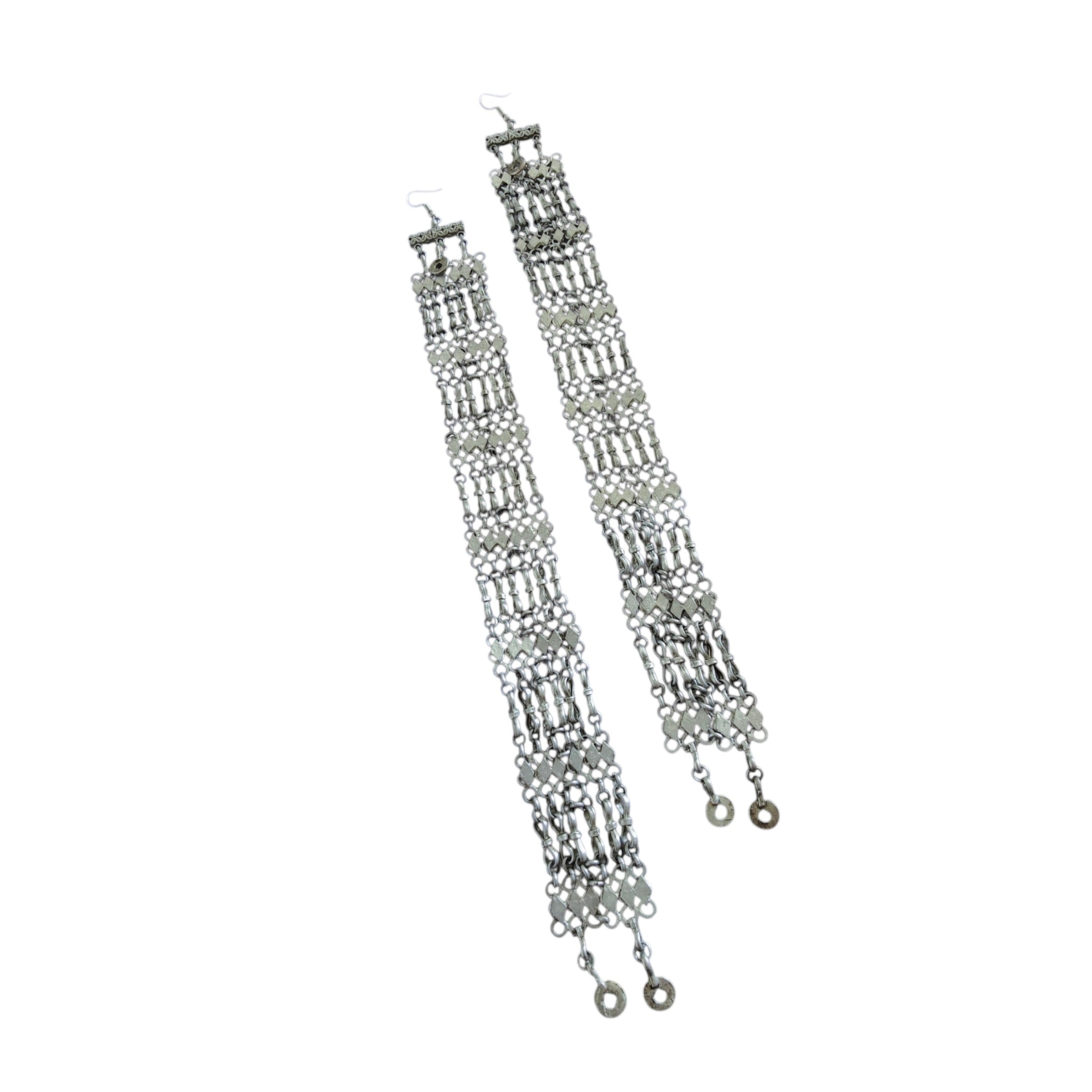 Oversized Silver Diamond Earrings