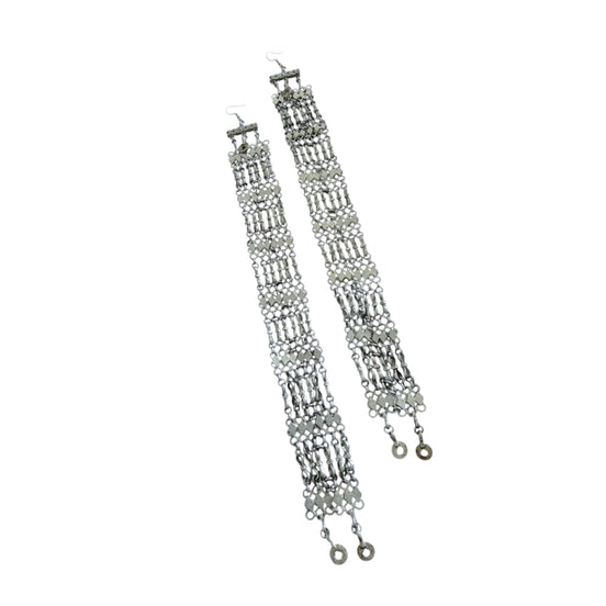 Oversized Silver Diamond Earrings
