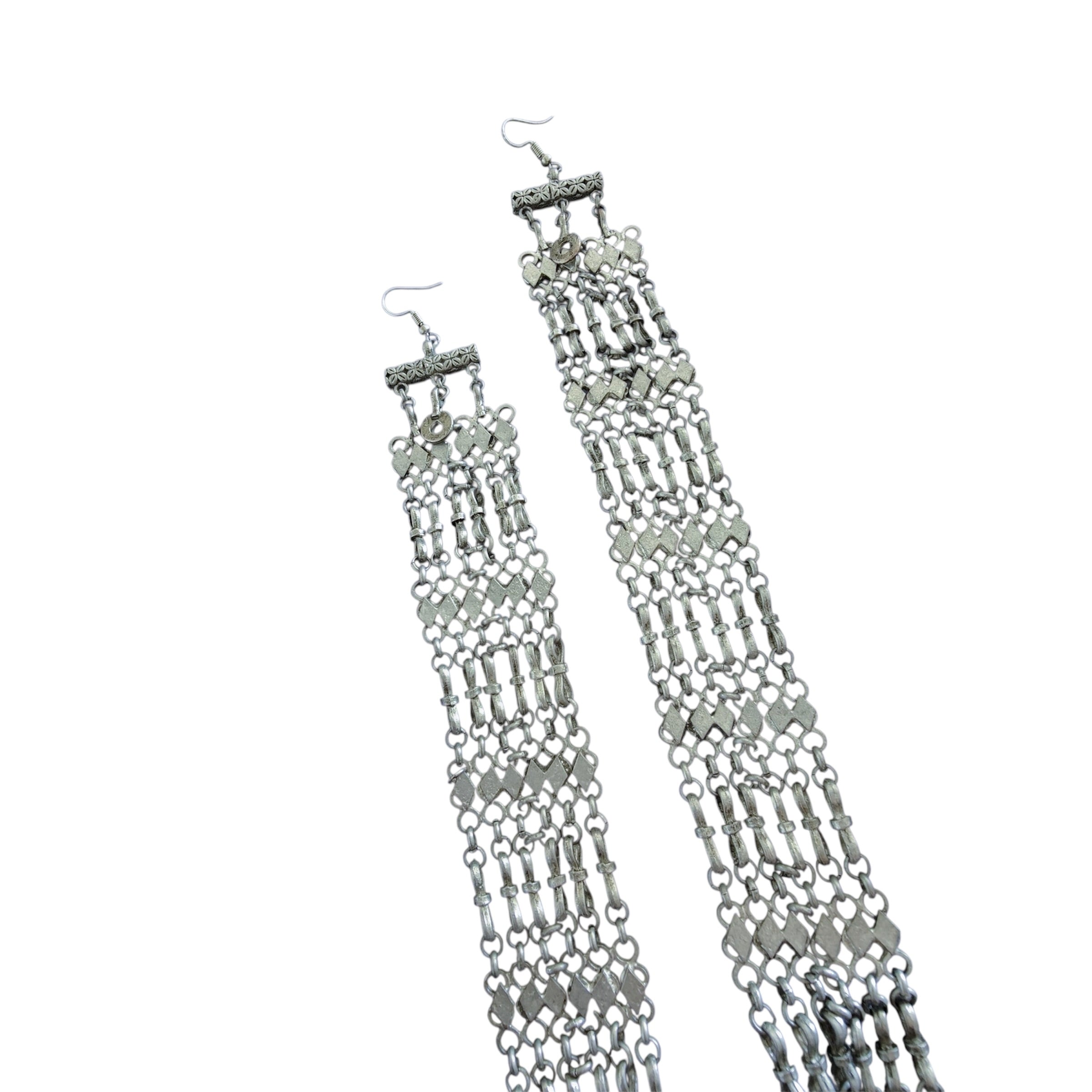 Oversized Silver Diamond Earrings