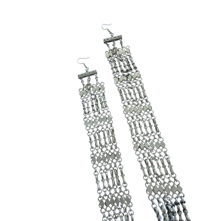 Oversized Silver Diamond Earrings