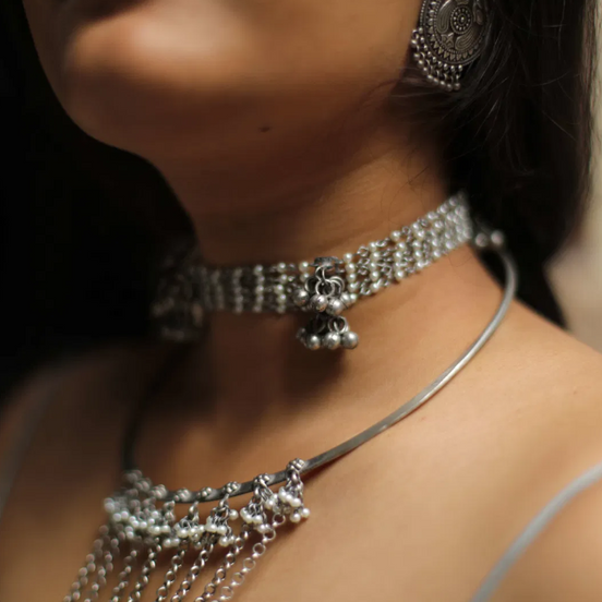 Ghunghru Pearl Choker Necklace