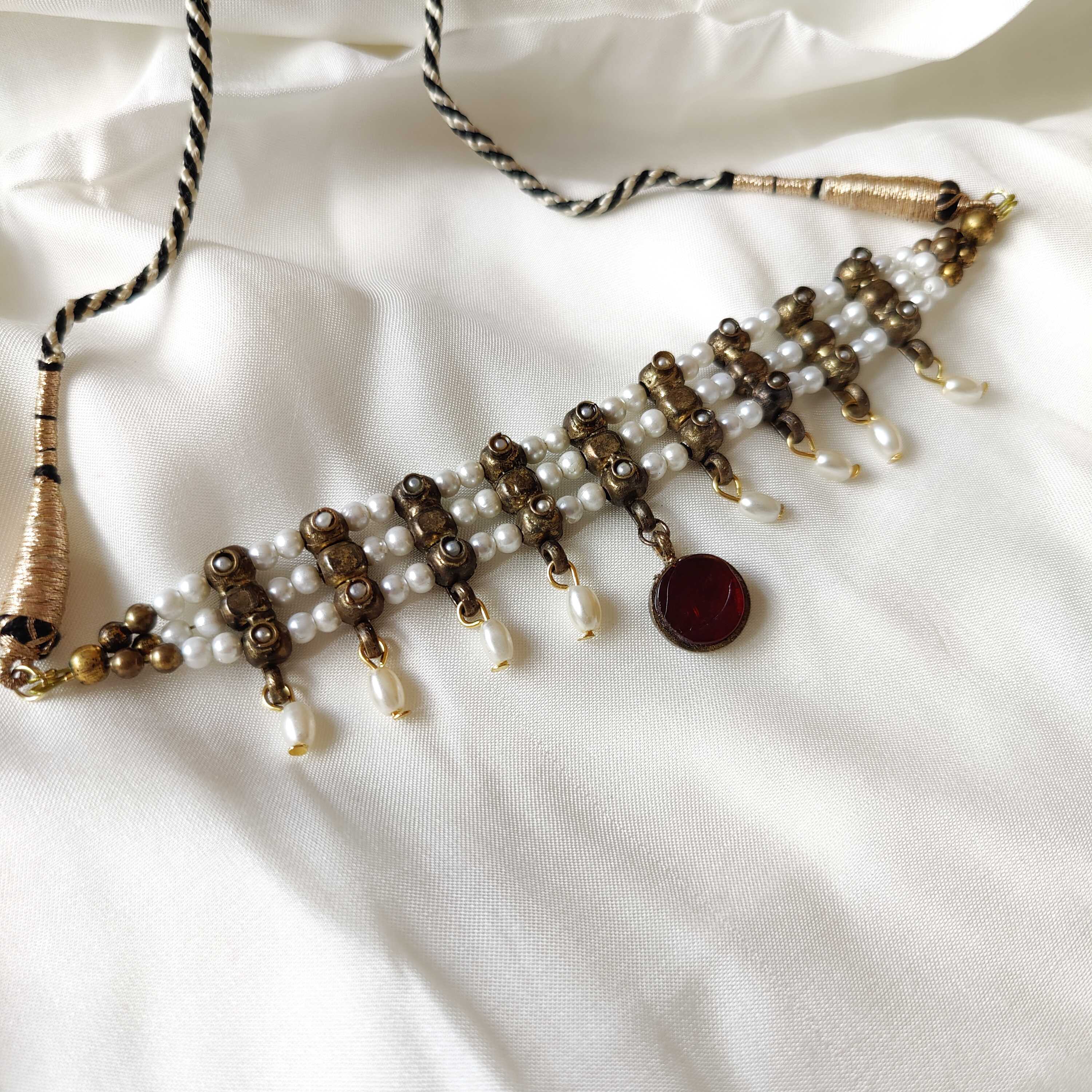 Gold Pearl Choker Necklace image 0