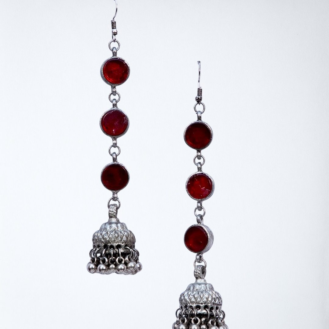 Glass Drop Jhumkha Earrings