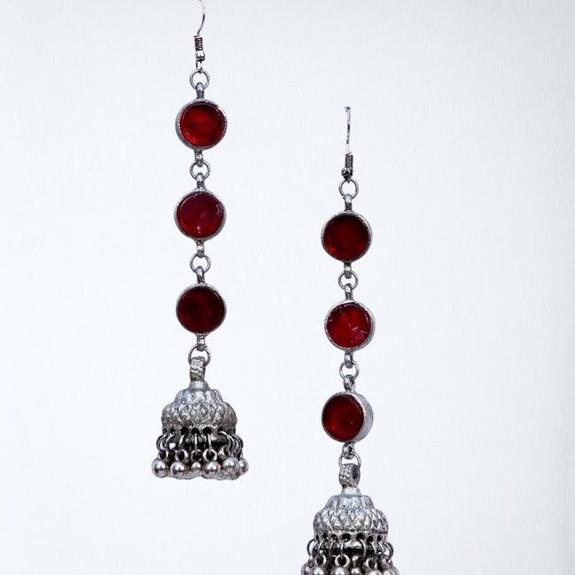 Glass Drop Jhumkha Earrings