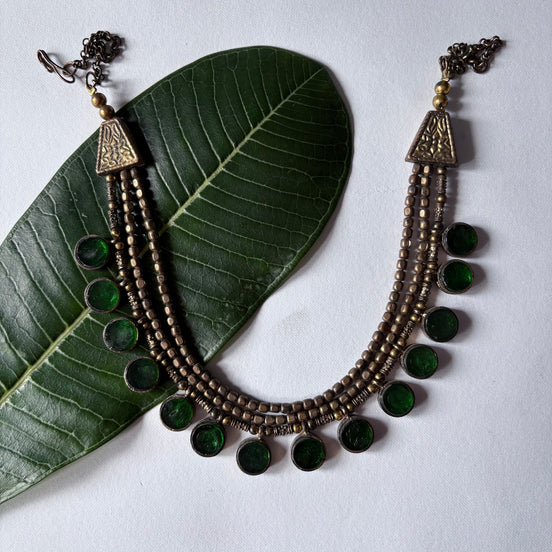 Gold Glass Raindrop Necklace image 0