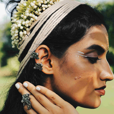 White Peacock Earcuffs image 2