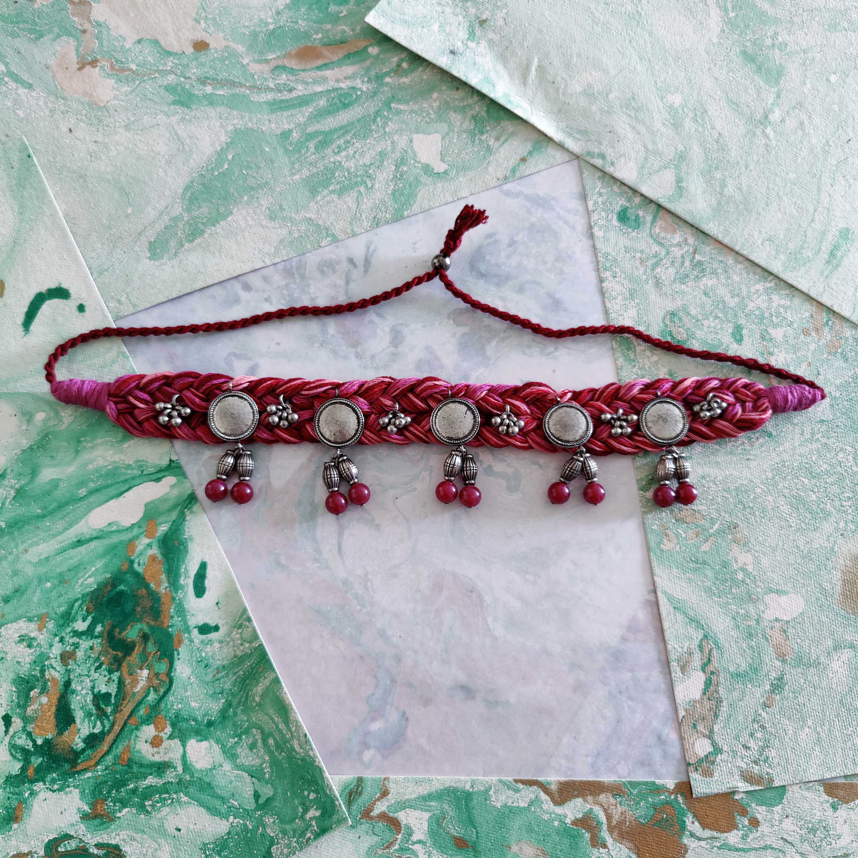 Embellished Thread Choker Necklace