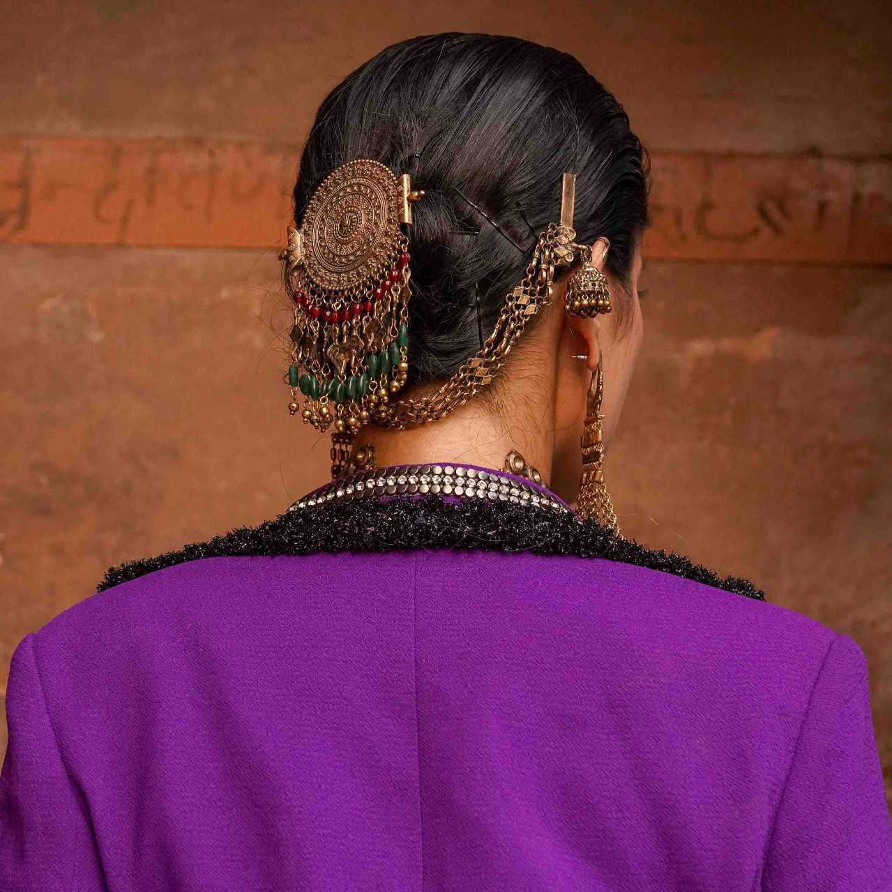 Gold Bead with Jhumkha Hair Pin