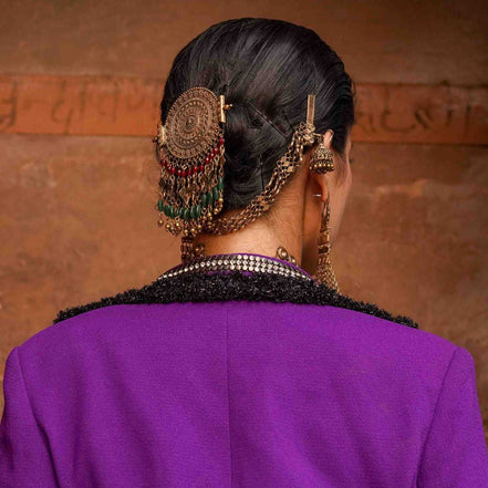 Gold Bead with Jhumkha Hair Pin