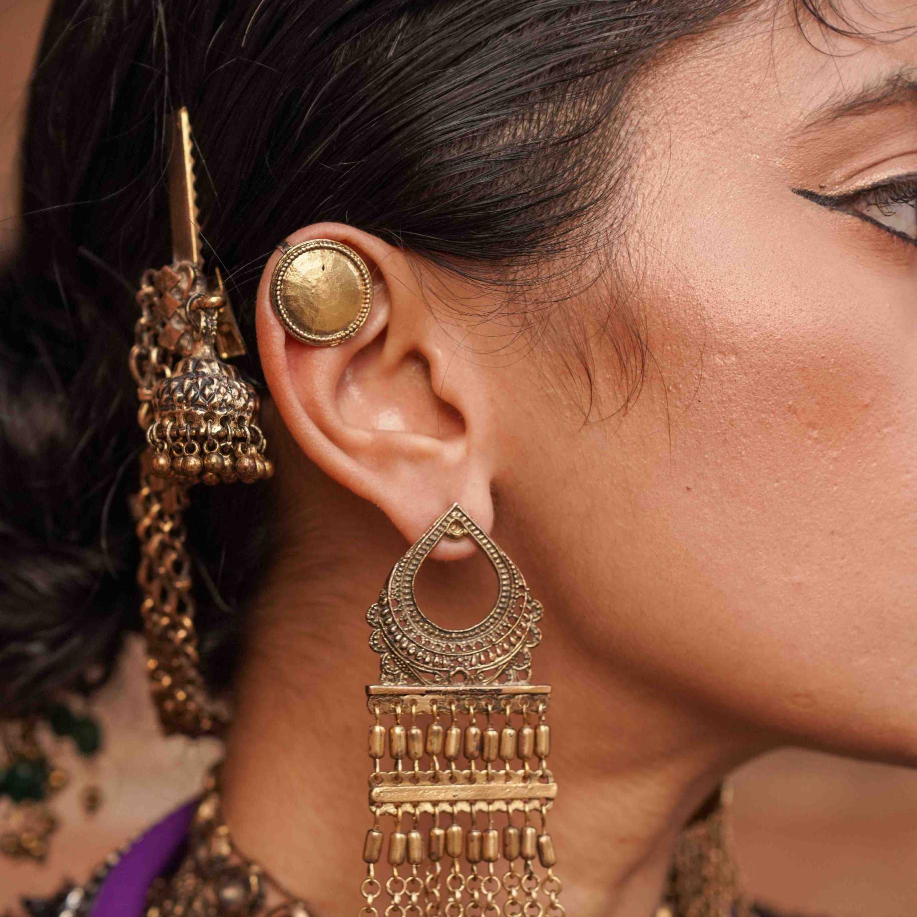 Gold Bead with Jhumkha Hair Pin